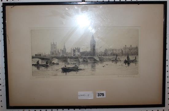 Westminster Bridge, Frank Harding etching